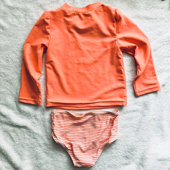 Simple Joys by Carter's Toddler 3-Pc Swimsuit Set 18M | Coral Aqua Rash Guard - Picture 3 of 14
